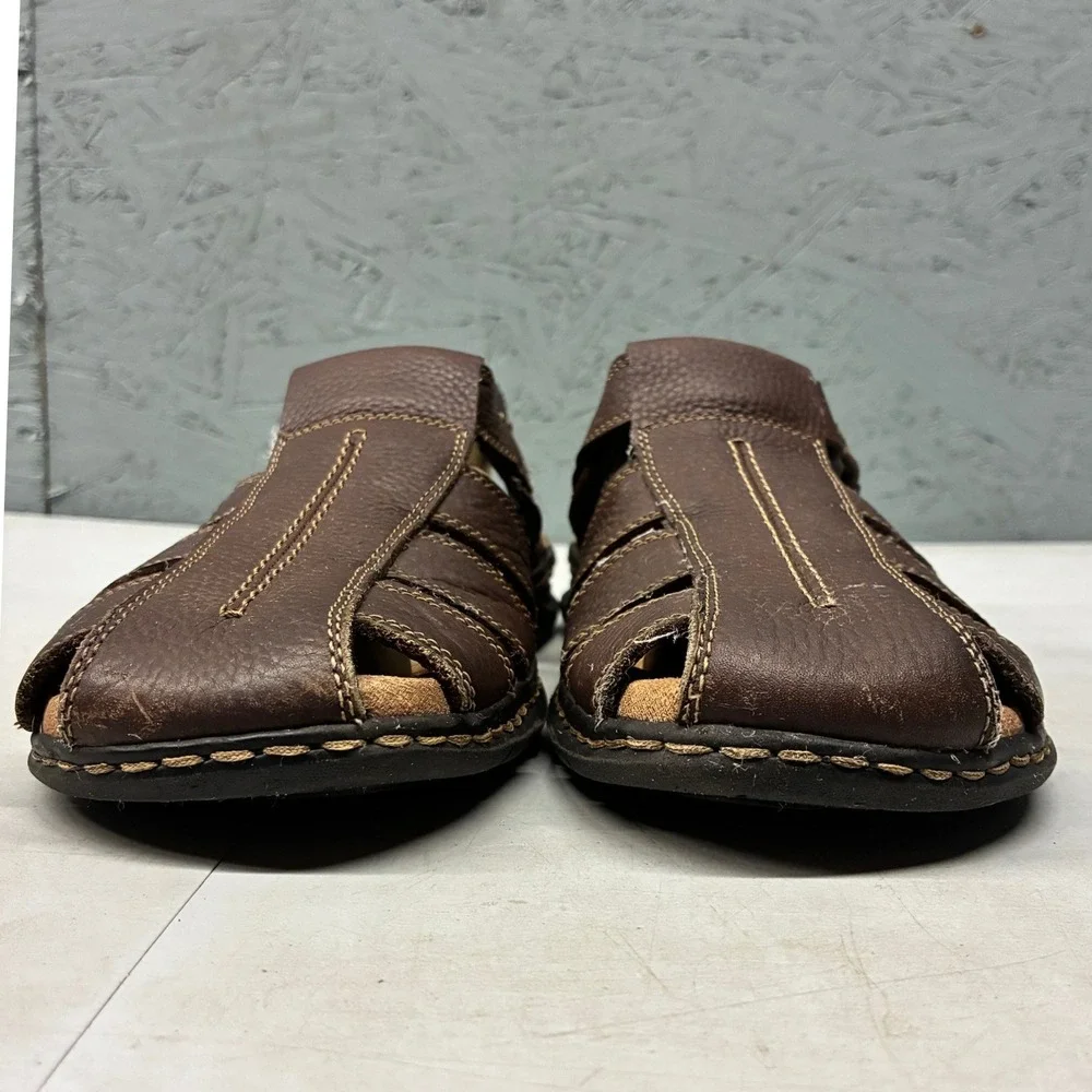 Dr. Scholls Gaston Fisherman Sandals Men's 9M Brown Leather Memory Foam Comfort